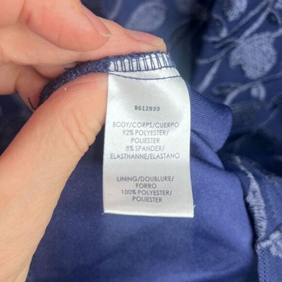 JS Collections Lace Scoop Neck Shift Dress Dressy Cocktail Evening Size 14 Blue - Picture 7 of 8